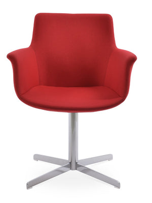 Soho Concept Bottega 4 Star Swivel Dining Armchair - Luxurious Camira Era Fabric, Premium Finish Options, 10-year Guarantee Chrome,Red  Soho-concept-dining-chair-01099