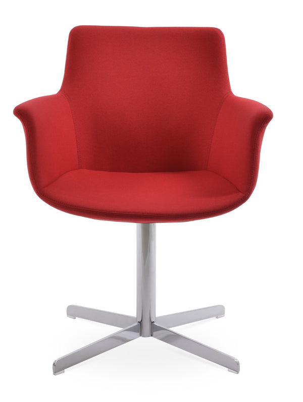 Soho Concept Bottega 4 Star Swivel Dining Armchair - Luxurious Camira Era Fabric, Premium Finish Options, 10-year Guarantee Chrome,Red  Soho-concept-dining-chair-01099