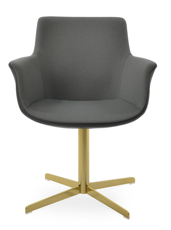 Soho Concept Bottega 4 Star Swivel Dining Armchair - Customizable Elegance In Premium Fabrics & Finishes Gold,Grey  Soho-concept-dining-chair-01095