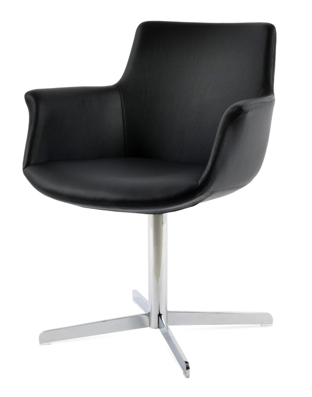 Soho Concept Bottega 4 Star Swivel Dining Armchair - Modern Leatherette Chair With Chrome & Gold Accents, 2-year Guarantee Black  Soho-concept-dining-chair-01093