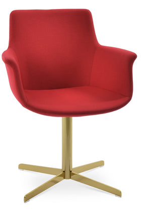 Soho Concept Bottega 4 Star Swivel Dining Armchair - Luxurious Camira Era Fabric, Premium Finish Options, 10-year Guarantee Gold,Red  Soho-concept-dining-chair-01101
