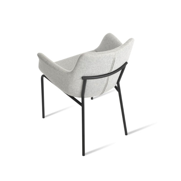 Soho Concept Bottega Arm Large Office Chair - Stylish Chrome Base, Versatile Heights, 10-year Fabric Guarantee! Black,Silver  Soho-concept-dining-chair-01528