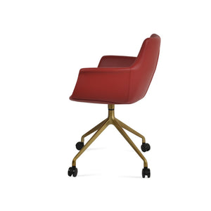 Soho Concept Bottega Arm (Large) Office Chair – Stylish Leatherette Design With Steel Base & 2-year Warranty Brass,Red  Soho-concept-dining-chair-01526