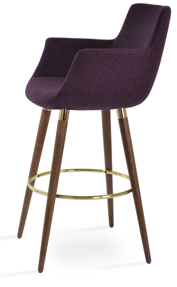 Soho Concept Bottega Stylish X-wood Barstools In Premium Camira Blazer Wool, Elegant Walnut Finish & 10-year Guarantee Walnut,Gold  Soho-concept-dining-chair-10677