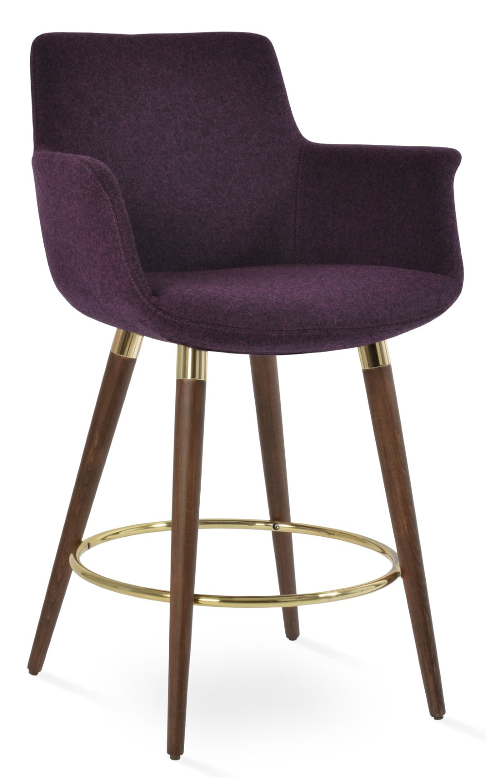 Soho Concept Bottega Stylish X-wood Barstools In Premium Camira Blazer Wool, Elegant Walnut Finish & 10-year Guarantee Walnut,Gold  Soho-concept-dining-chair-10677