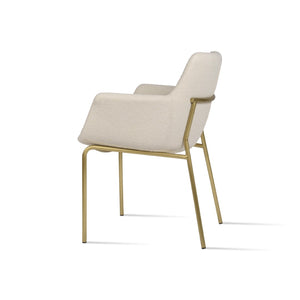 Soho Concept Bottega Arm Office Chair - Stylish Comfort With Adjustable Height, Premium Fabrics & 10-year Warranty Brass,White  Soho-concept-dining-chair-01129