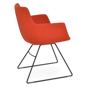 Soho Concept Bottega Arm Office Chair With Genuine Leather & Camira Yoredale Fabric - 10-year Guarantee, Stylish! Black,Orange  Soho-concept-dining-chair-01132