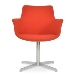 Soho Concept Bottega Arm Office Chair With Genuine Leather & Camira Yoredale Fabric - 10-year Guarantee, Stylish! Chrome,Orange  Soho-concept-dining-chair-01108