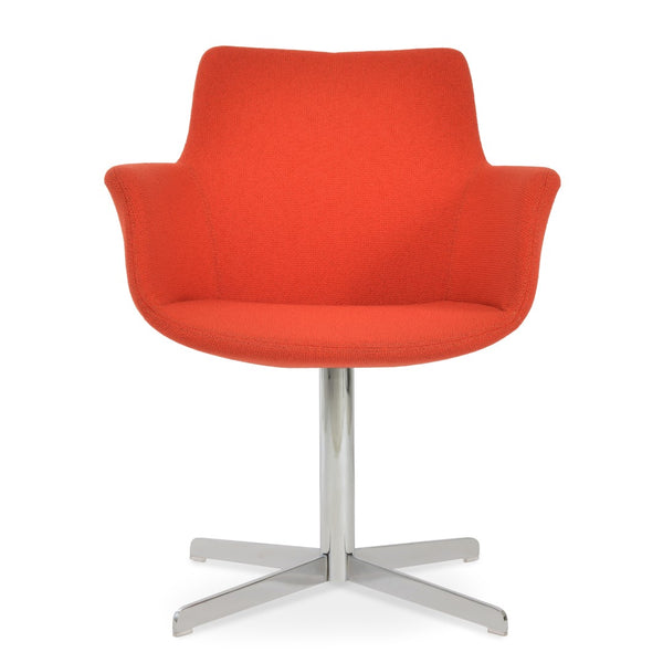 Soho Concept Bottega Arm Office Chair With Genuine Leather & Camira Yoredale Fabric - 10-year Guarantee, Stylish! Chrome,Orange  Soho-concept-dining-chair-01108