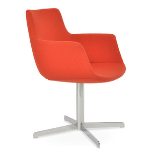 Soho Concept Bottega Arm Office Chair With Genuine Leather & Camira Yoredale Fabric - 10-year Guarantee, Stylish! Chrome,Orange  Soho-concept-dining-chair-01108