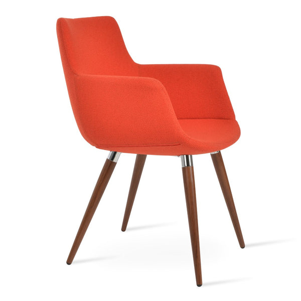 Soho Concept Bottega Arm Office Chair With Genuine Leather & Camira Yoredale Fabric - 10-year Guarantee, Stylish! Walnut,Chrome,Orange  Soho-concept-dining-chair-01112