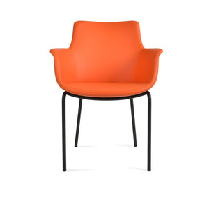 Soho Concept Bottega Arm (Large) Office Chair – Stylish Leatherette Design With Steel Base & 2-year Warranty Black,Orange  Soho-concept-dining-chair-01117