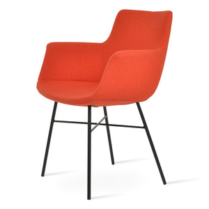 Soho Concept Bottega Arm Office Chair With Genuine Leather & Camira Yoredale Fabric - 10-year Guarantee, Stylish! Black,Orange  Soho-concept-dining-chair-01114
