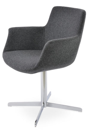 Soho Concept Bottega Arm Office Chair - Stylish Adjustable Dining Chair In Wool & Boucle Fabrics, 10-year Warranty Chrome,Dark Grey  Soho-concept-dining-chair-01135