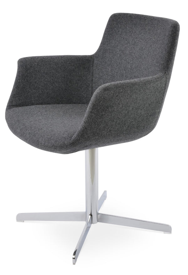Soho Concept Bottega Arm Office Chair - Stylish Adjustable Dining Chair In Wool & Boucle Fabrics, 10-year Warranty Chrome,Dark Grey  Soho-concept-dining-chair-01135
