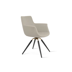 Soho Concept Bottega Arm (Large) Office Chair – Stylish Leatherette Design With Steel Base & 2-year Warranty Light Grey,Black,Brass  Soho-concept-dining-chair-01175