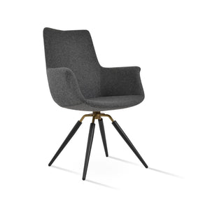 Soho Concept Bottega Arm Office Chair - Stylish Adjustable Dining Chair In Wool & Boucle Fabrics, 10-year Warranty Black,Brass,Dark Grey  Soho-concept-dining-chair-01171