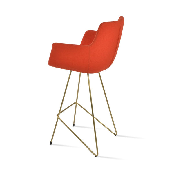 Soho Concept Bottega Arm Barstools & Counterstools - Ergonomic Design In Camira Boucle & Leather, 10-year Warranty Orange,Brass  Soho-concept-dining-chair-10651