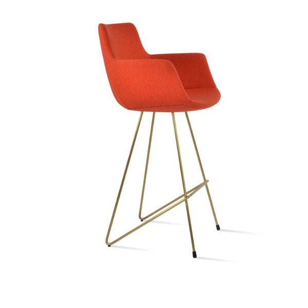 Soho Concept Bottega Arm Barstools & Counterstools - Ergonomic Design In Camira Boucle & Leather, 10-year Warranty Orange,Brass  Soho-concept-dining-chair-07481