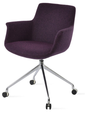 Soho Concept Bottega Arm Office Chair - Stylish Adjustable Dining Chair In Wool & Boucle Fabrics, 10-year Warranty Deep Maroon  Soho-concept-dining-chair-01202