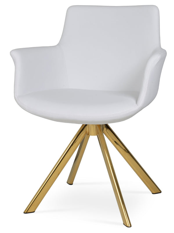 Soho Concept Bottega Arm Office Chair - Stylish Leatherette Dining Chair With Adjustable Heights & 2-year Guarantee Gold,White  Soho-concept-dining-chair-01204
