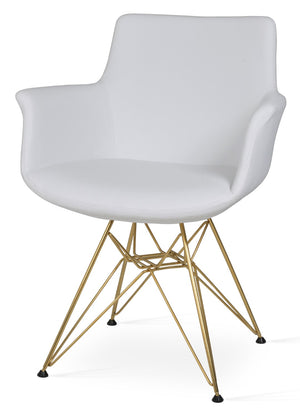 Soho Concept Bottega Arm Office Chair - Stylish Leatherette Dining Chair With Adjustable Heights & 2-year Guarantee Gold,White  Soho-concept-dining-chair-01205