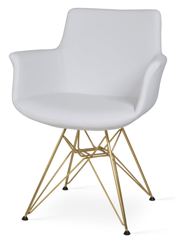 Soho Concept Bottega Arm Office Chair - Stylish Leatherette Dining Chair With Adjustable Heights & 2-year Guarantee Gold,White  Soho-concept-dining-chair-01205