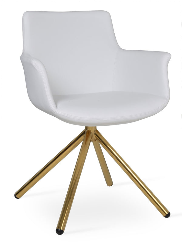Soho Concept Bottega Arm Office Chair - Stylish Leatherette Dining Chair With Adjustable Heights & 2-year Guarantee Gold,White  Soho-concept-dining-chair-01183