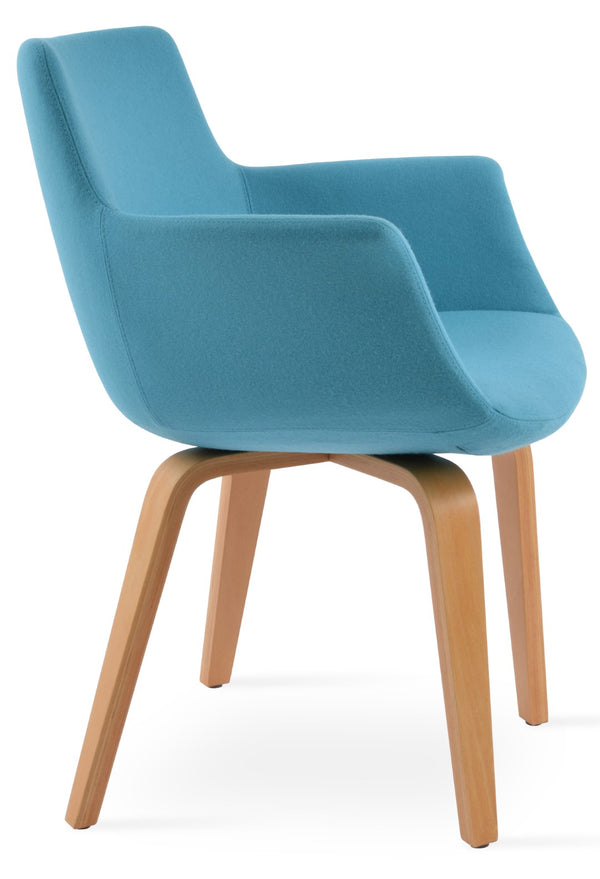 Soho Concept Bottega Arm Office Chair - Stylish Adjustable Dining Chair In Wool & Boucle Fabrics, 10-year Warranty Turquoise  Soho-concept-dining-chair-01195