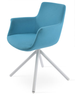 Soho Concept Bottega Arm Office Chair - Stylish Adjustable Dining Chair In Wool & Boucle Fabrics, 10-year Warranty Turquoise  Soho-concept-dining-chair-01195