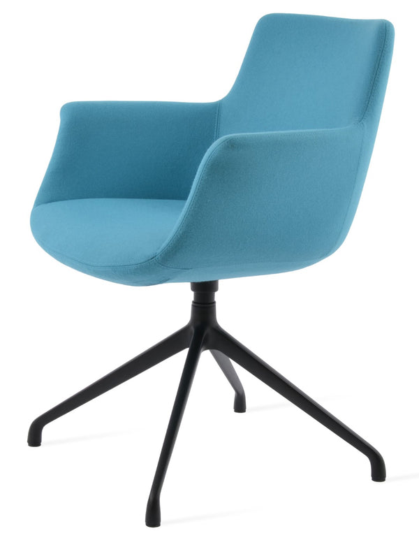 Soho Concept Bottega Arm Office Chair - Stylish Adjustable Dining Chair In Wool & Boucle Fabrics, 10-year Warranty Turquoise  Soho-concept-dining-chair-01195