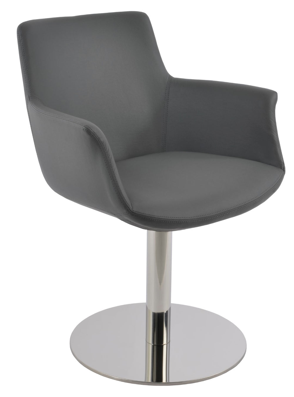 Soho Concept Bottega Arm Chair - Modern Eco Leatherette Dining Chair In Soft Grey With Polished Stainless Steel Base Grey  Soho-concept-dining-chair-01197
