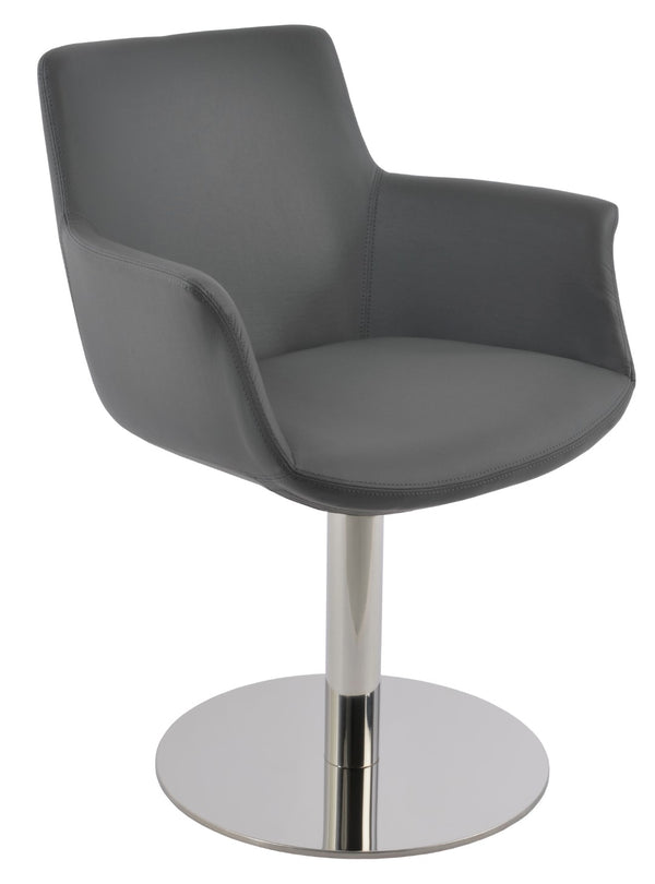 Soho Concept Bottega Arm Chair - Modern Eco Leatherette Dining Chair In Soft Grey With Polished Stainless Steel Base Grey  Soho-concept-dining-chair-01197