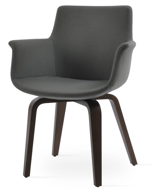 Soho Concept Bottega Arm Office Chair - Stylish Comfort With Adjustable Height, Premium Fabrics & 10-year Warranty Walnut,Grey  Soho-concept-dining-chair-01196