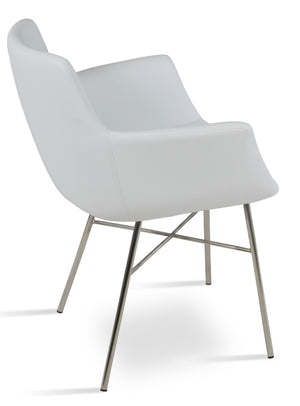 Soho Concept Bottega Arm (Large) Office Chair – Stylish Leatherette Design With Steel Base & 2-year Warranty White  Soho-concept-dining-chair-01210