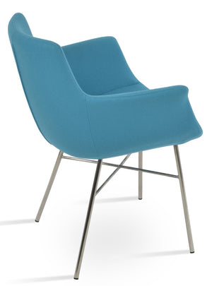 Soho Concept Bottega Arm Large Office Chair - Stylish Chrome Base, Versatile Heights, 10-year Fabric Guarantee! Turquoise  Soho-concept-dining-chair-01214
