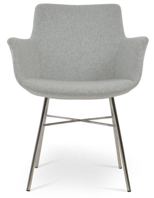 Soho Concept Bottega Arm Office Chair - Stylish Adjustable Dining Chair In Wool & Boucle Fabrics, 10-year Warranty Silver  Soho-concept-dining-chair-01211