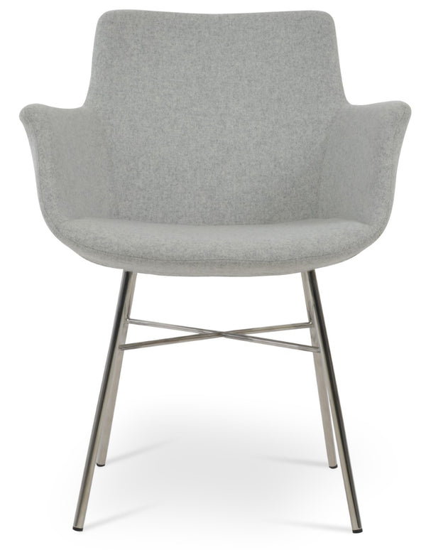 Soho Concept Bottega Arm Office Chair - Stylish Adjustable Dining Chair In Wool & Boucle Fabrics, 10-year Warranty Silver  Soho-concept-dining-chair-01211