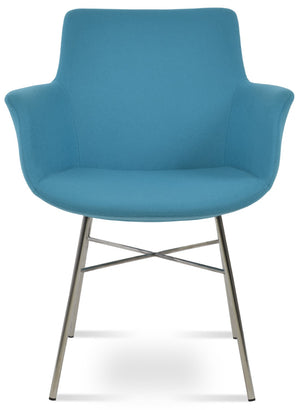 Soho Concept Bottega Arm Large Office Chair - Stylish Chrome Base, Versatile Heights, 10-year Fabric Guarantee! Turquoise  Soho-concept-dining-chair-01214