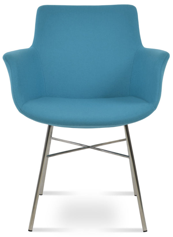 Soho Concept Bottega Arm Large Office Chair - Stylish Chrome Base, Versatile Heights, 10-year Fabric Guarantee! Turquoise  Soho-concept-dining-chair-01214