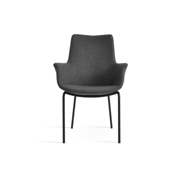 Soho Concept Bottega Arm Office Chair - Stylish Adjustable Dining Chair In Wool & Boucle Fabrics, 10-year Warranty Black,Dark Grey  Soho-concept-dining-chair-01227