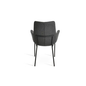 Soho Concept Bottega Arm Office Chair - Stylish Adjustable Dining Chair In Wool & Boucle Fabrics, 10-year Warranty Black,Dark Grey  Soho-concept-dining-chair-01227