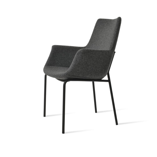 Soho Concept Bottega Arm Office Chair - Stylish Adjustable Dining Chair In Wool & Boucle Fabrics, 10-year Warranty Black,Dark Grey  Soho-concept-dining-chair-01227