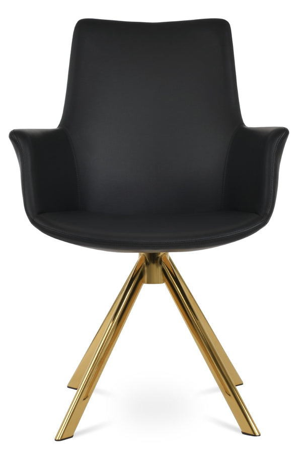 Soho Concept Bottega Arm Office Chair - Stylish Leatherette Dining Chair With Adjustable Heights & 2-year Guarantee Gold,Black  Soho-concept-dining-chair-01253