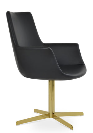 Soho Concept Bottega Arm Office Chair - Stylish Leatherette Dining Chair With Adjustable Heights & 2-year Guarantee Gold,Black  Soho-concept-dining-chair-01248