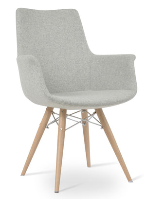 Soho Concept Bottega Arm Office Chair - Stylish Adjustable Dining Chair In Wool & Boucle Fabrics, 10-year Warranty Silver  Soho-concept-dining-chair-01249