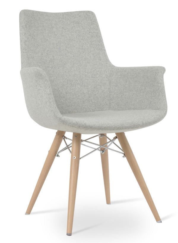 Soho Concept Bottega Arm Office Chair - Stylish Adjustable Dining Chair In Wool & Boucle Fabrics, 10-year Warranty Silver  Soho-concept-dining-chair-01249