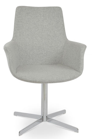 Soho Concept Bottega Arm Office Chair - Stylish Adjustable Dining Chair In Wool & Boucle Fabrics, 10-year Warranty Chrome,Silver  Soho-concept-dining-chair-01254