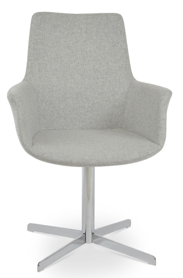 Soho Concept Bottega Arm Office Chair - Stylish Adjustable Dining Chair In Wool & Boucle Fabrics, 10-year Warranty Chrome,Silver  Soho-concept-dining-chair-01254