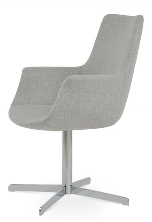 Soho Concept Bottega Arm Office Chair - Stylish Adjustable Dining Chair In Wool & Boucle Fabrics, 10-year Warranty Chrome,Silver  Soho-concept-dining-chair-01254